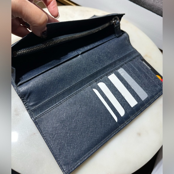 PRADA Unisex Wallet Long Saffiano Black 2MV836 Many Card Pockets - Picture 6 of 14